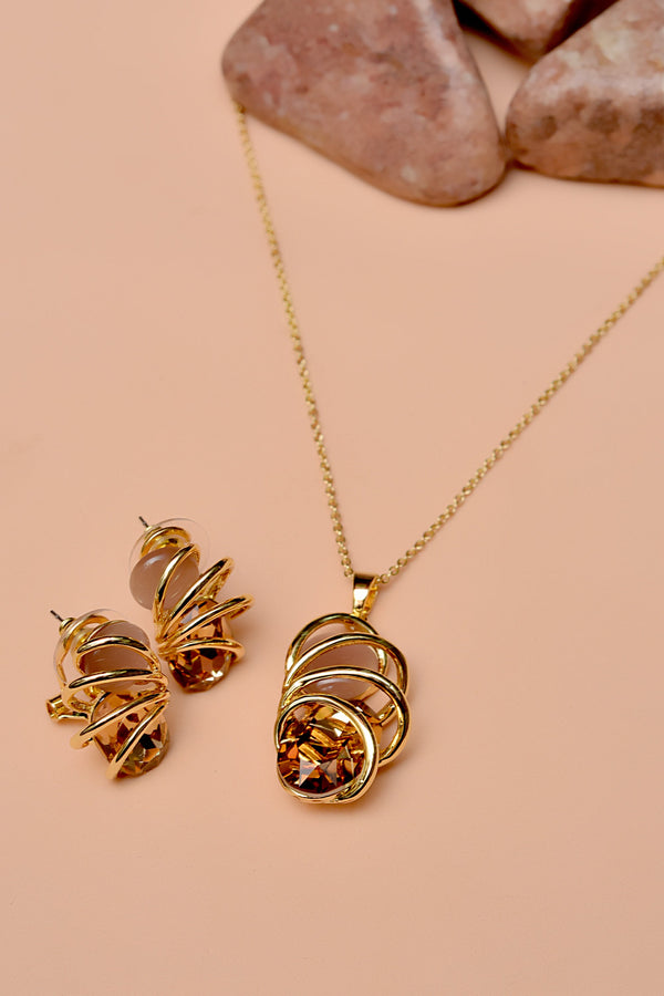 Party Wear Brown Locket Set