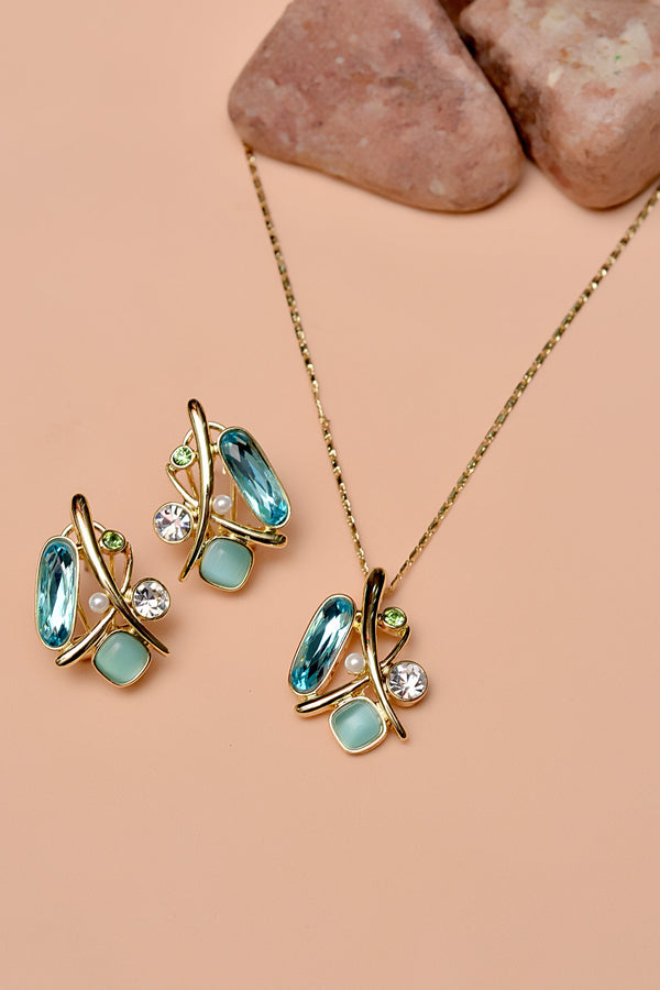 Party Wear Blue Locket Set