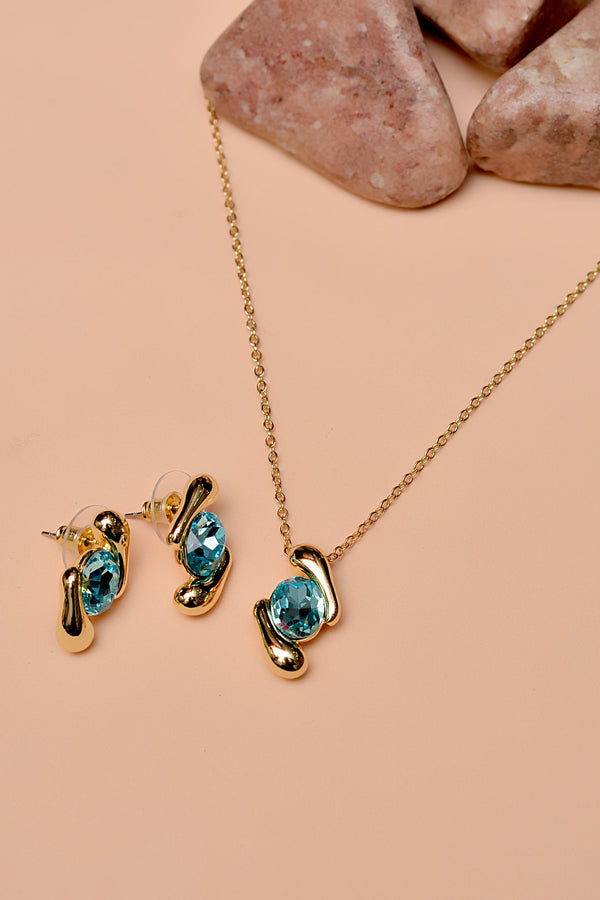 Party Wear Blue Locket Set
