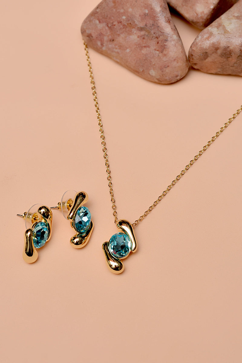 Party Wear Blue Locket Set