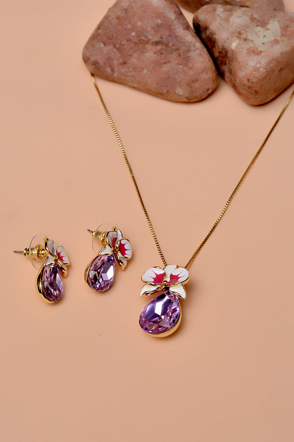 Party Wear Purple Locket Set