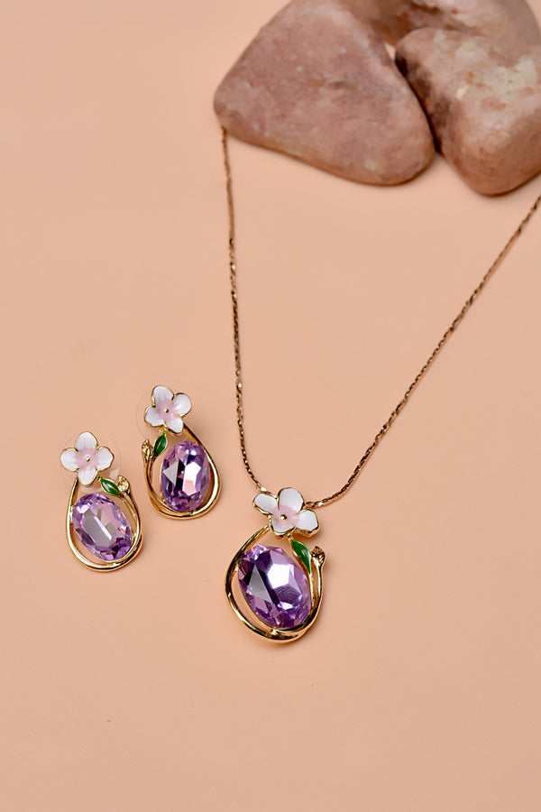 Party Wear Purple Locket Set