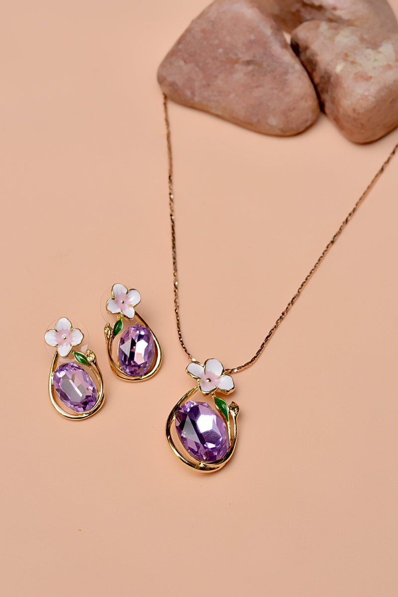 Party Wear Purple Locket Set