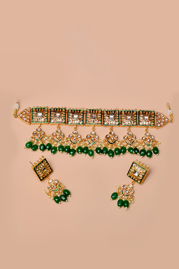 Party Wear Green Choker Necklace