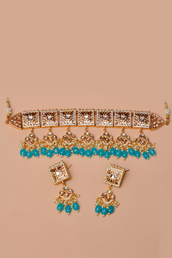 Party Wear Blue Choker Necklace