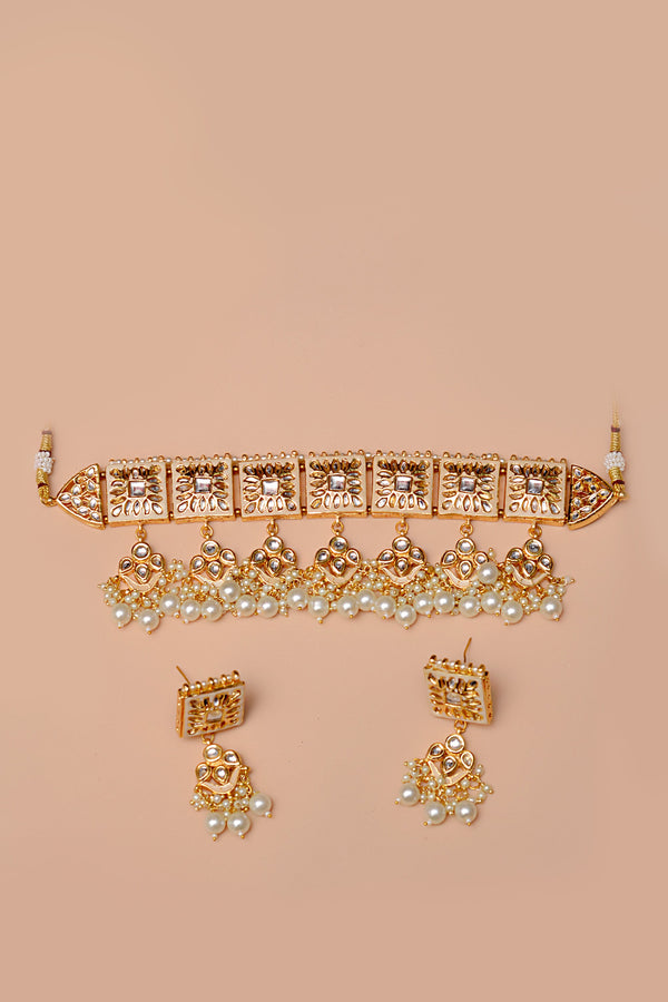 Party Wear White Choker Necklace