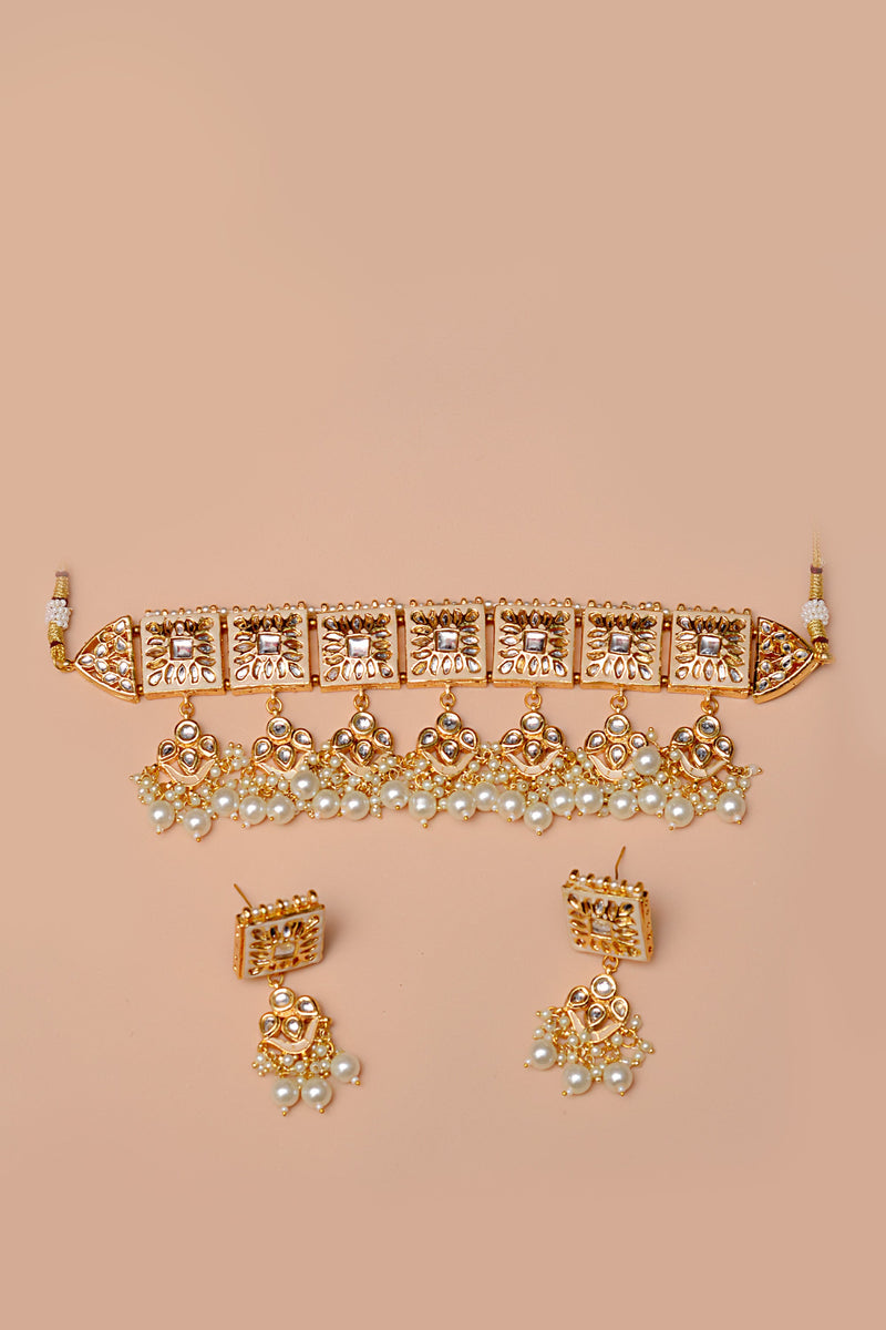 Party Wear White Choker Necklace