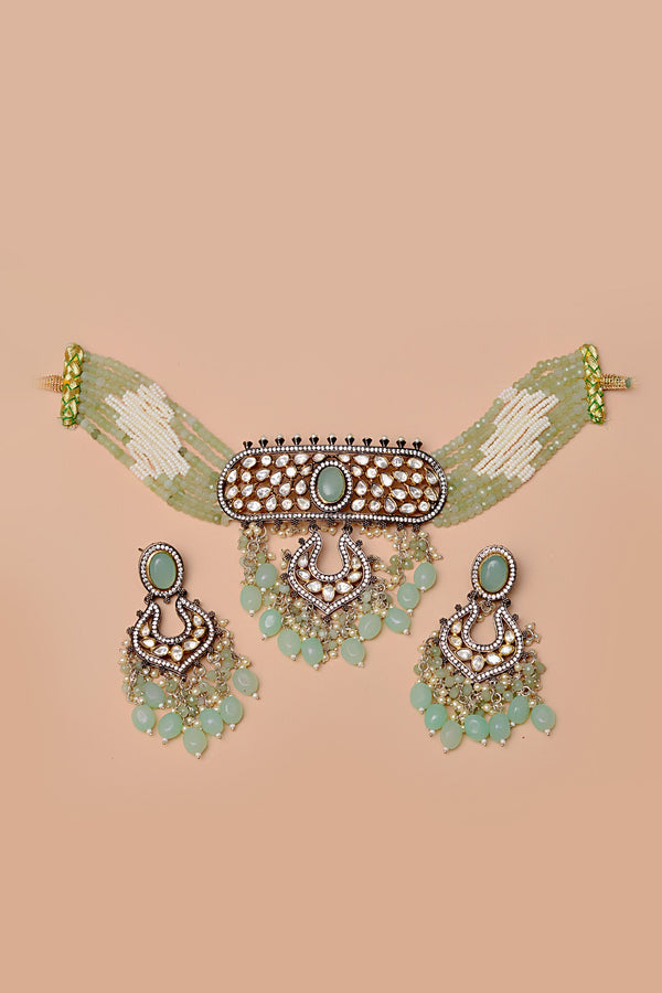 Party Wear Green Choker Necklace