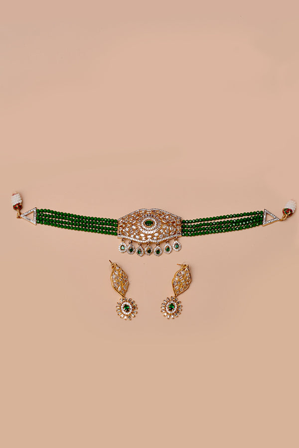 Party Wear Green Choker Necklace