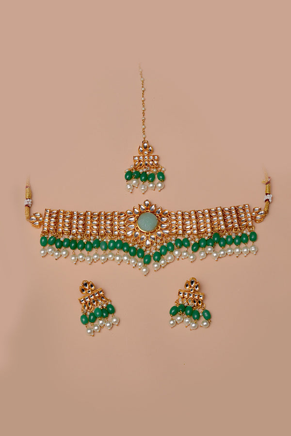 Party Wear Green Choker Necklace