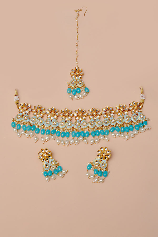 Party Wear Blue Choker Necklace