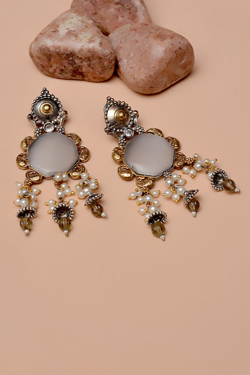 Party Wear Gray Earrings