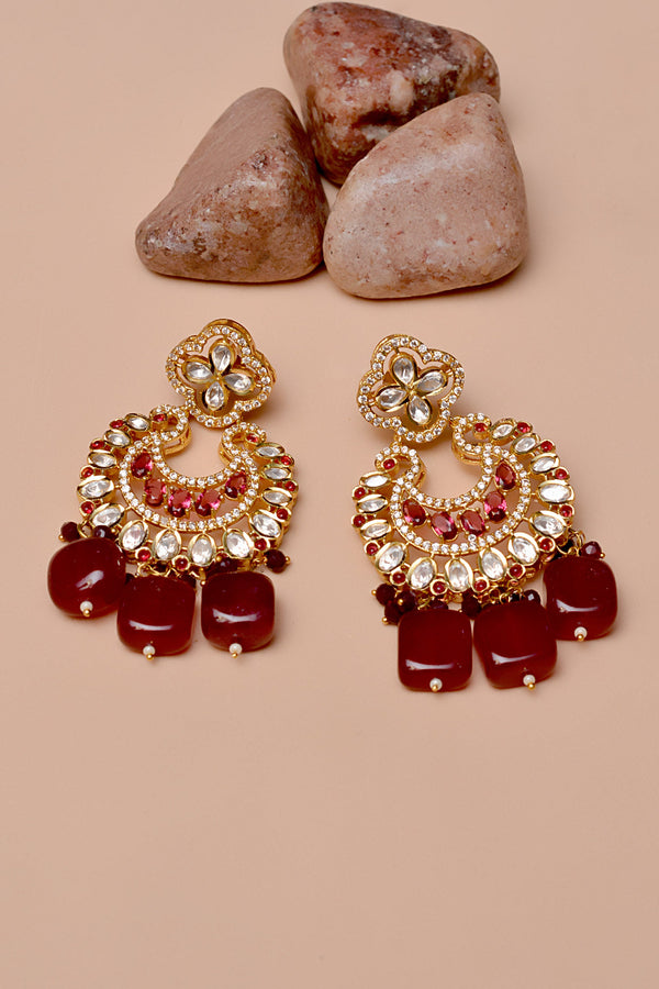 Party Wear Red Earrings