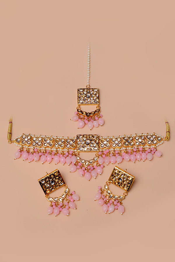 Party Wear Pink Choker Necklace