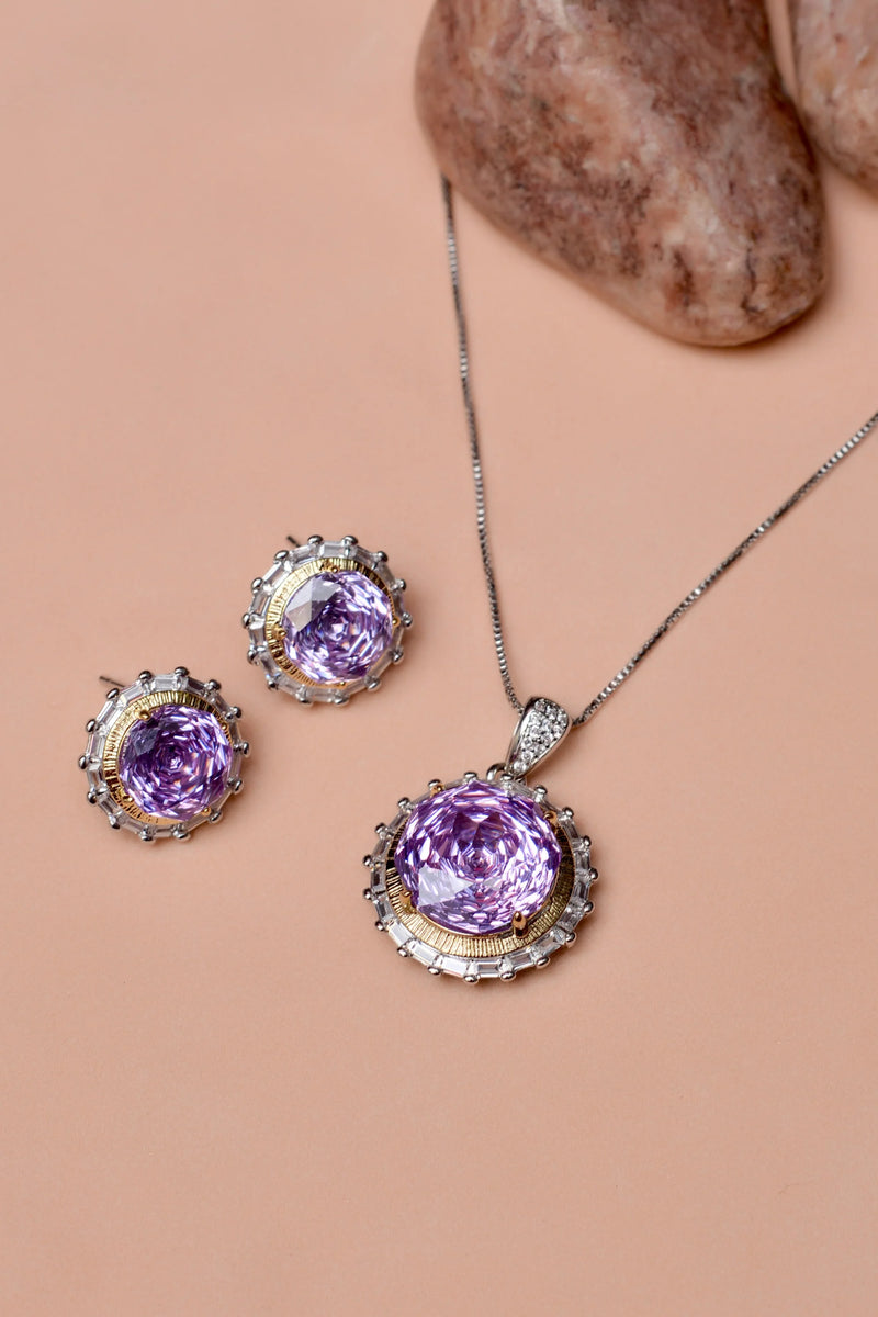 Party Wear Purple Locket Set