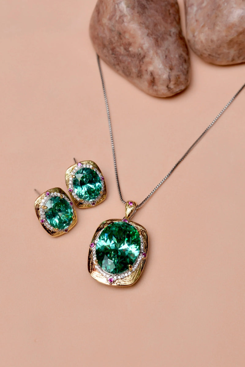 Party Wear Green Locket Set