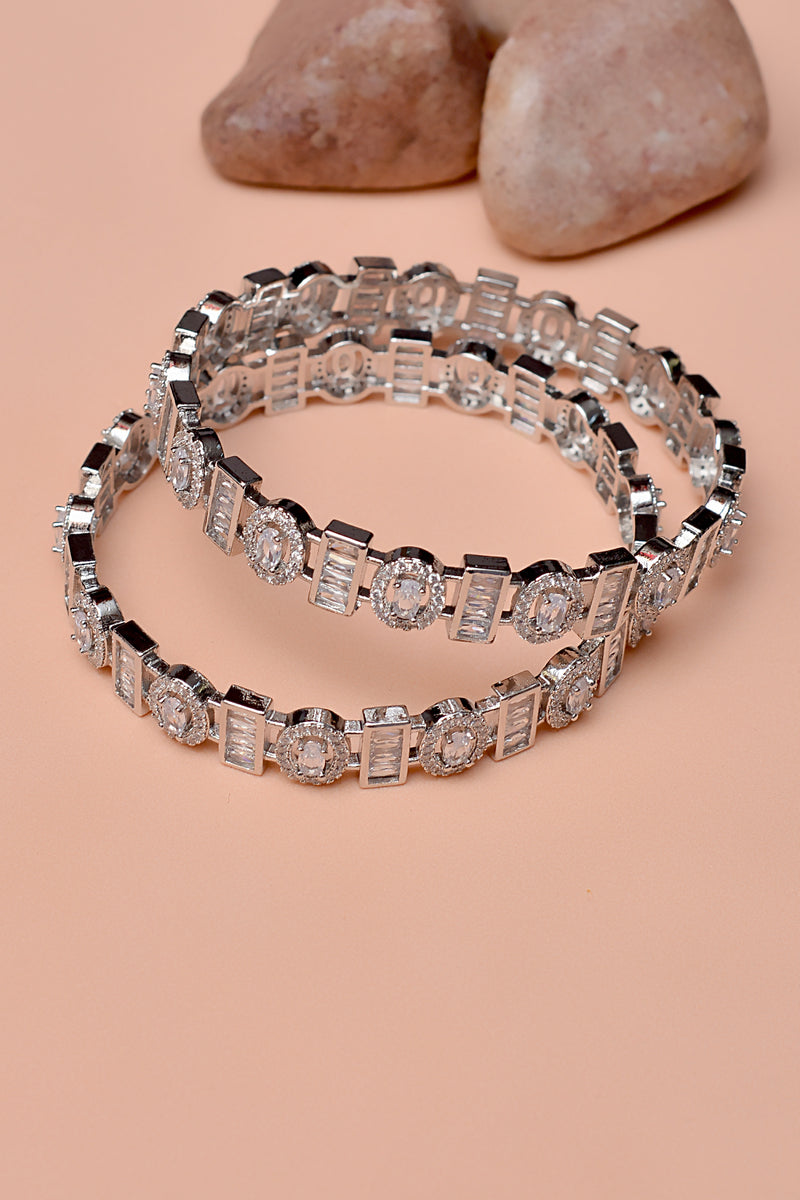 Party Wear Silver Bangles