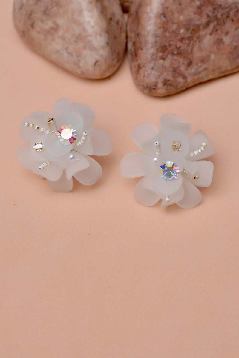 Party Wear White Earrings