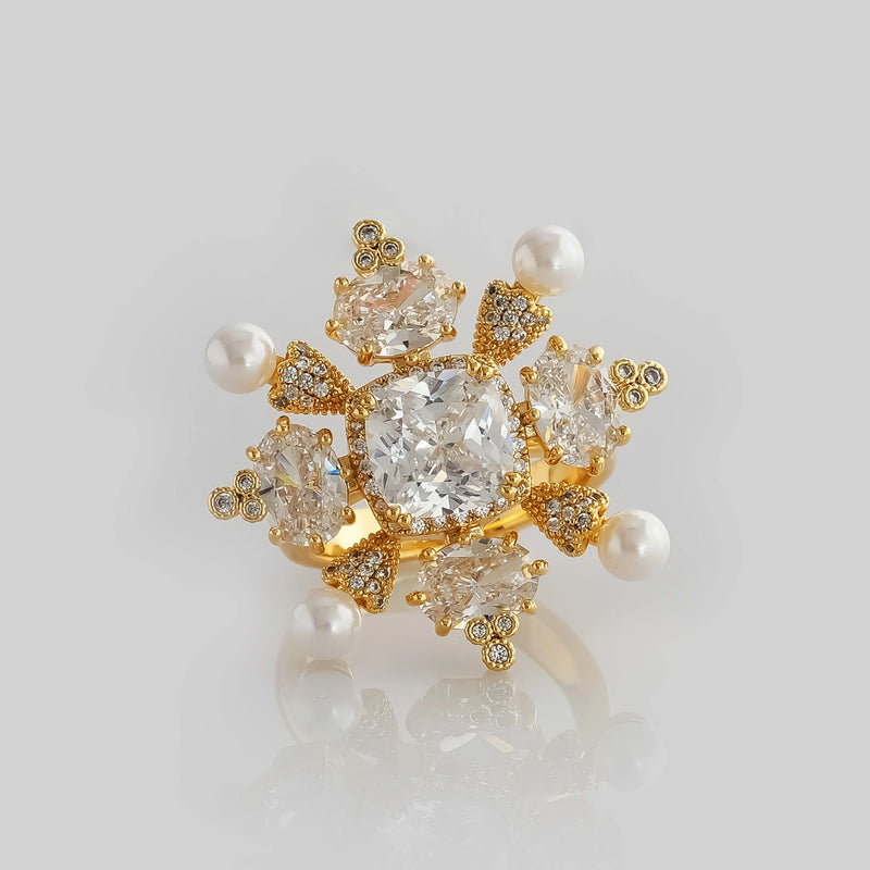Size 0 Party Wear Golden Ring