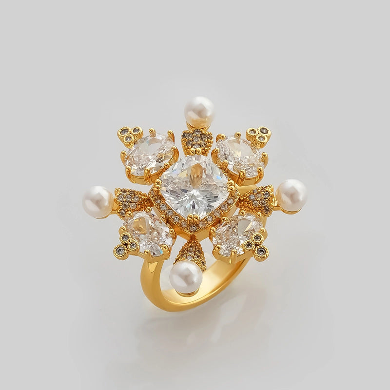 Size 0 Party Wear Golden Ring