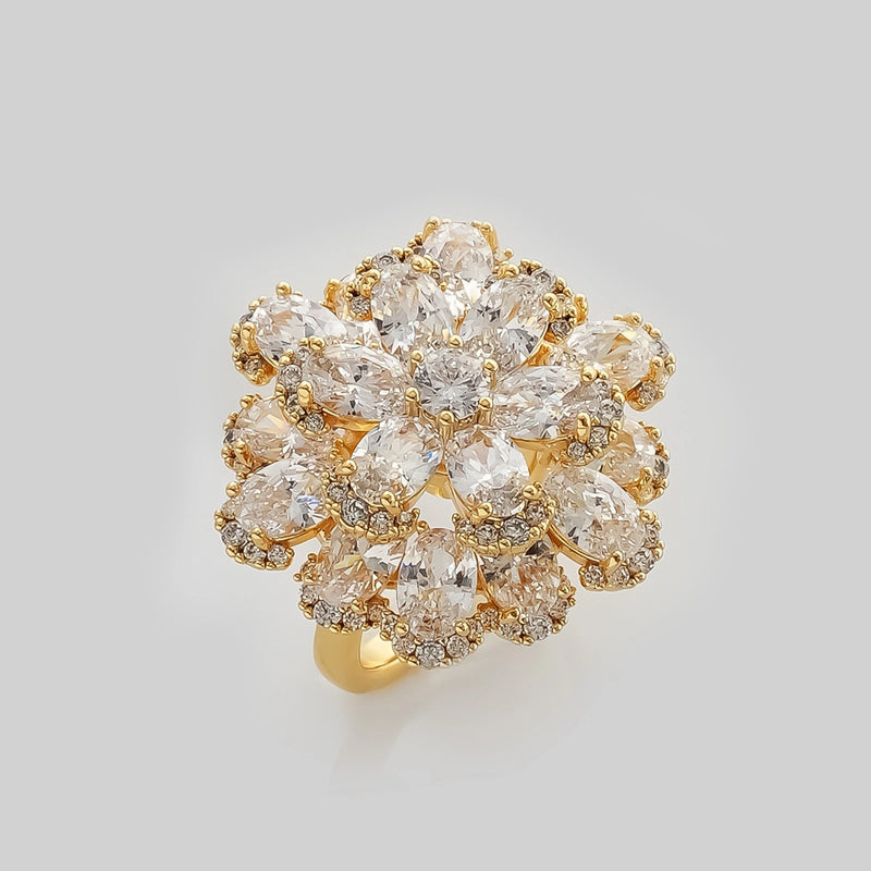 Size 0 Party Wear Golden Ring