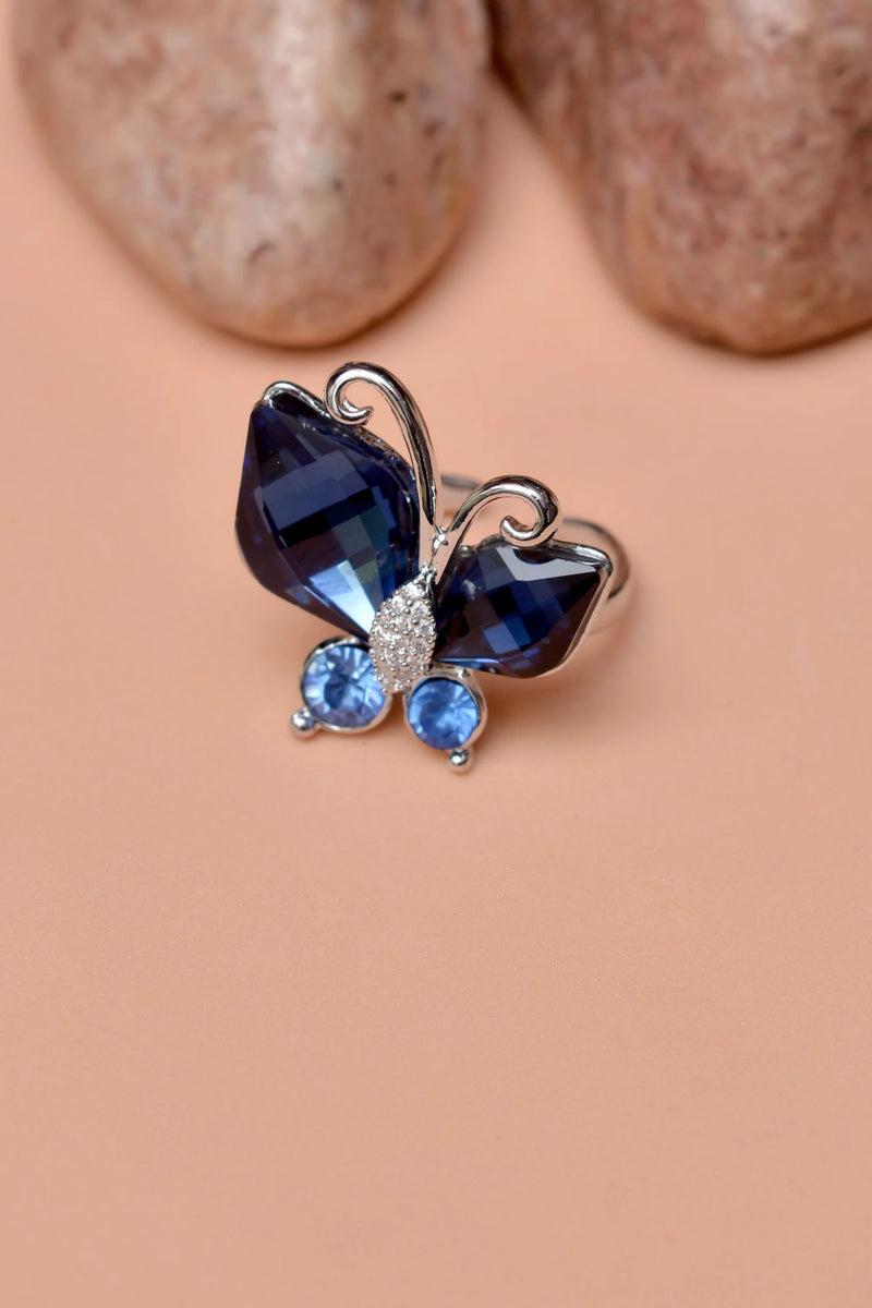 Size 0 Party Wear Blue Ring