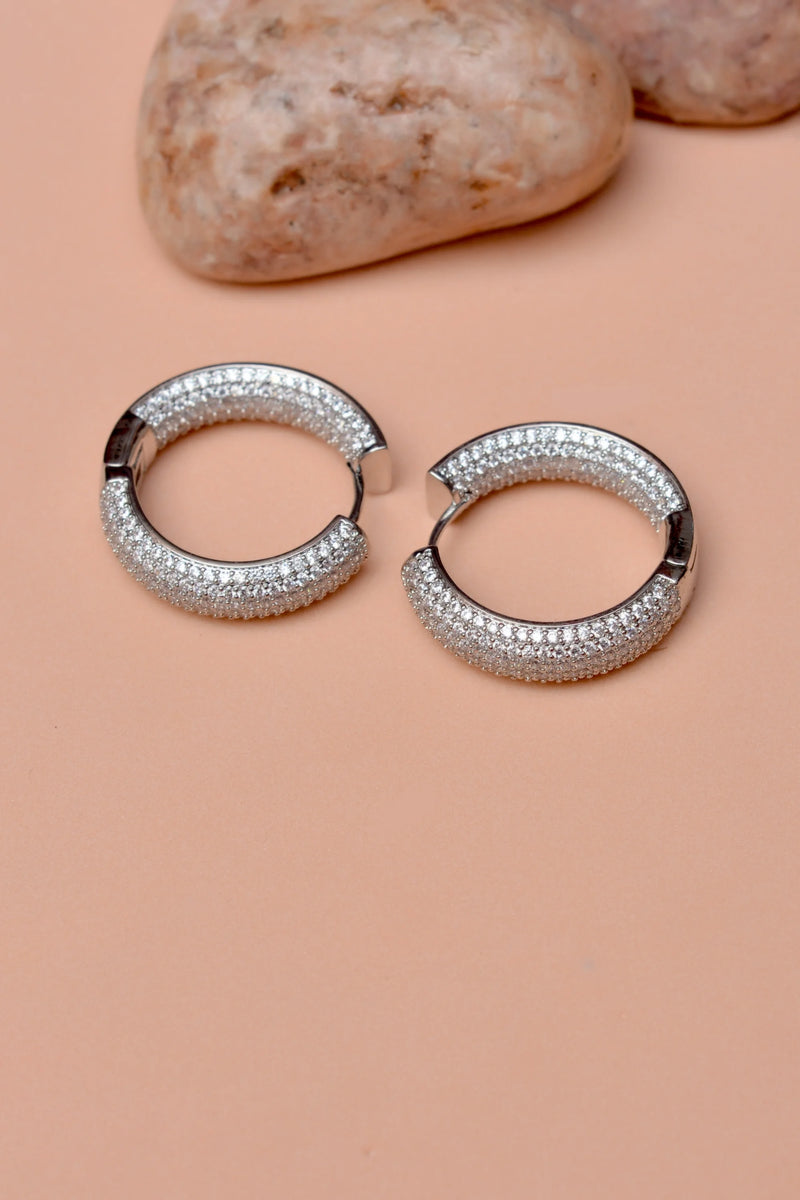 Party Wear Silver Hoop Earrings