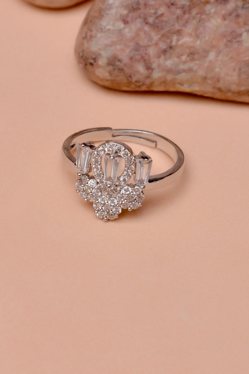 Size 0 Party Wear Silver Ring