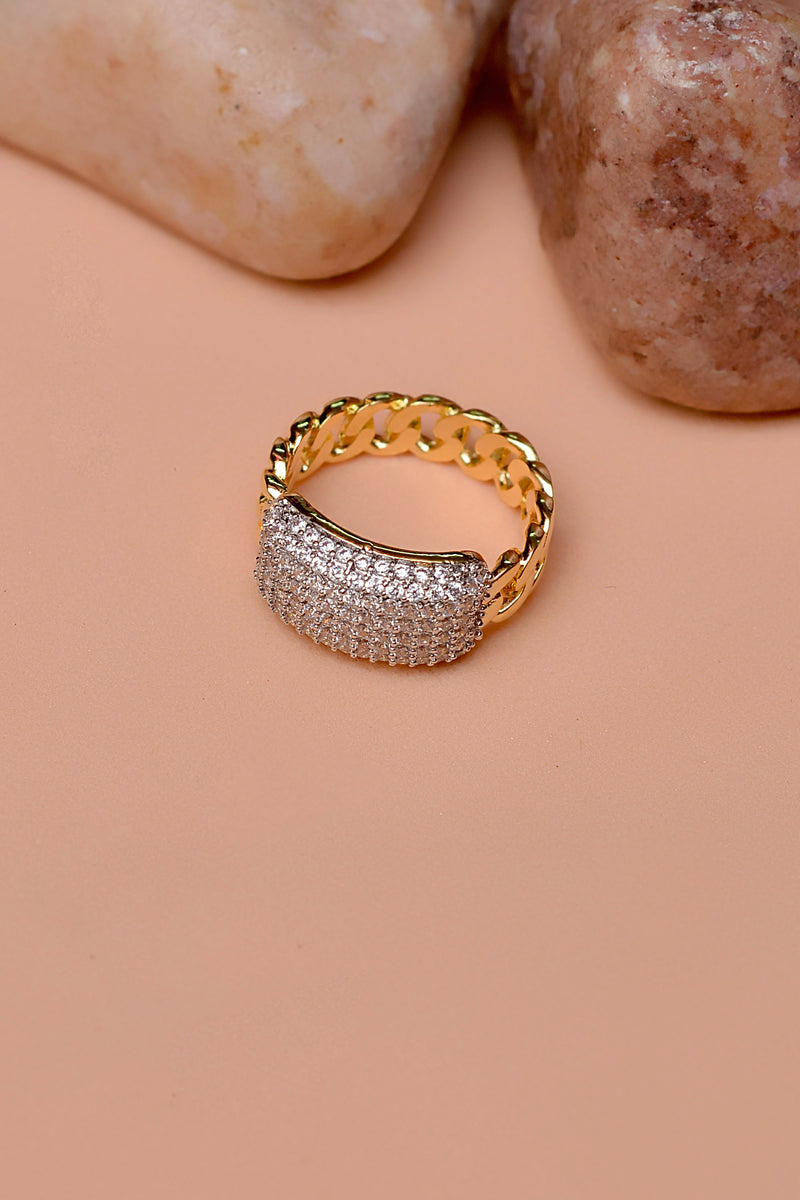 Size 6 Party Wear Golden Ring
