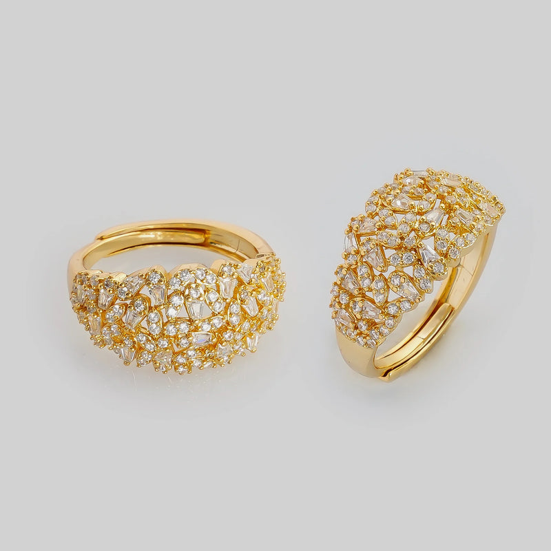 Size 0 Party Wear Golden Ring
