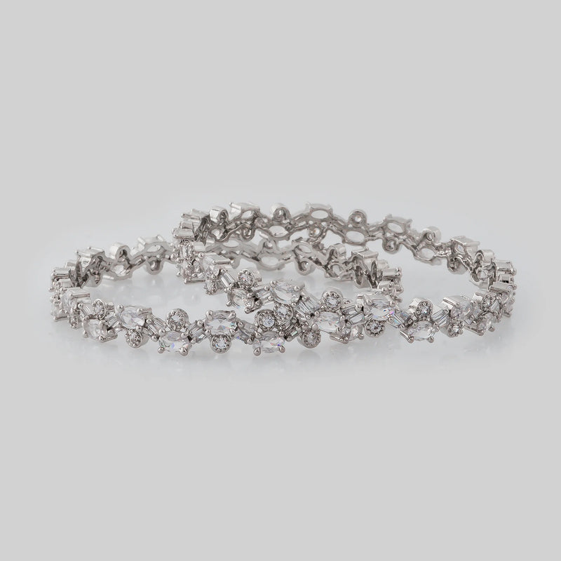 Size 2-8 Party Wear Silver Bangles