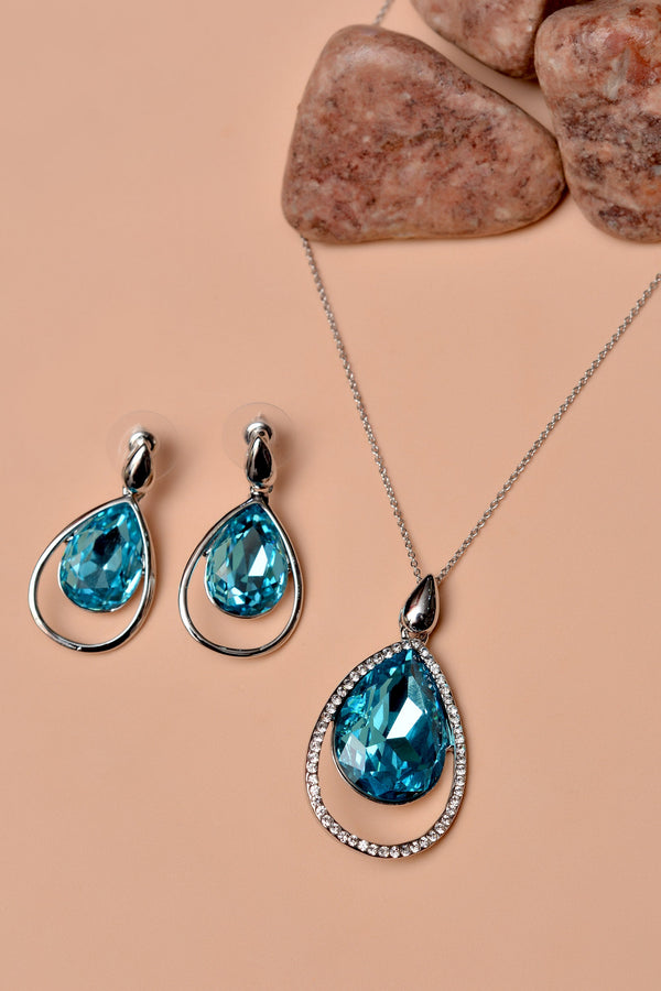 Party Wear Blue Locket Set