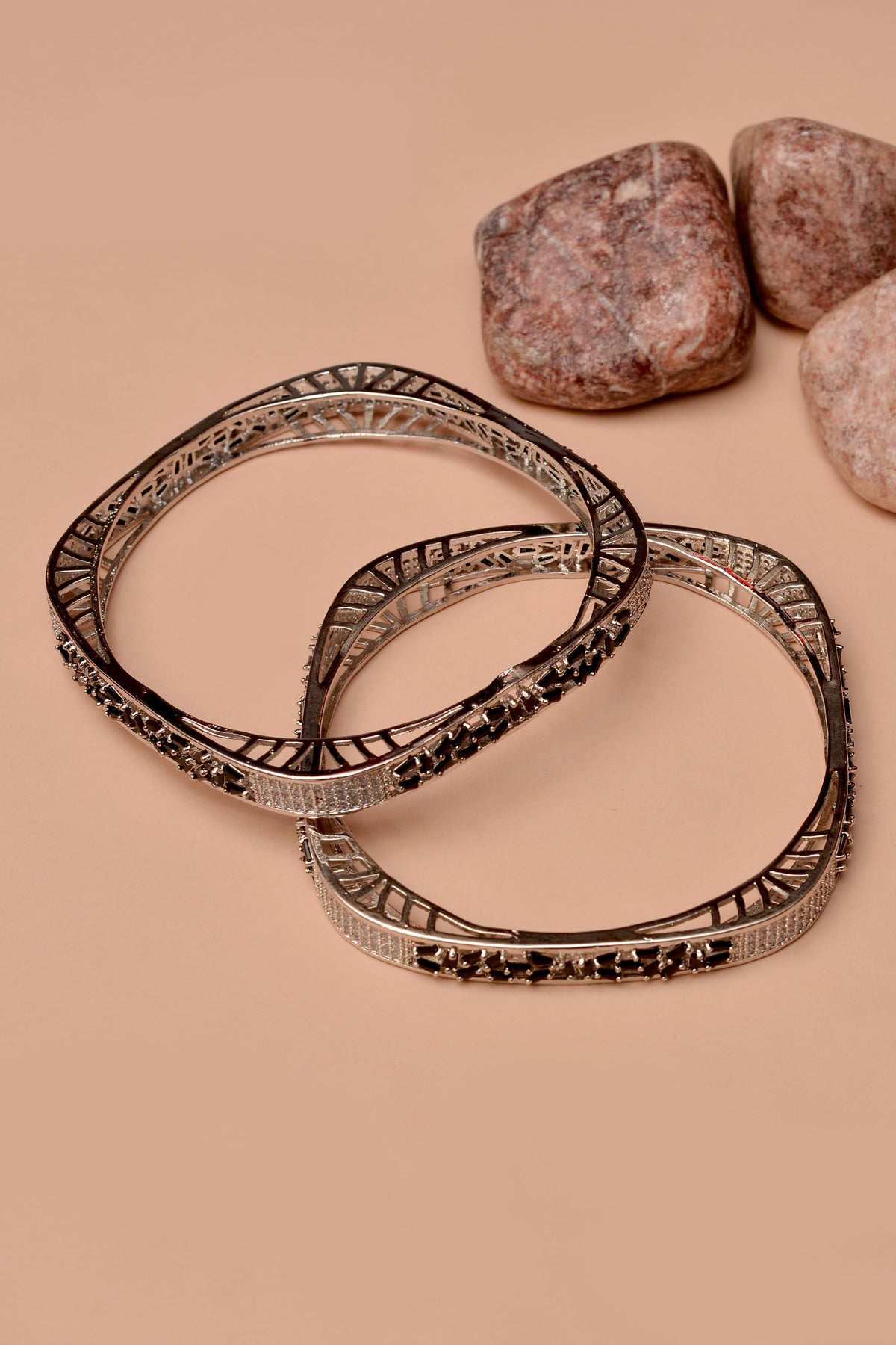 Size 2-8 Engagement & Wedding Black Bangles